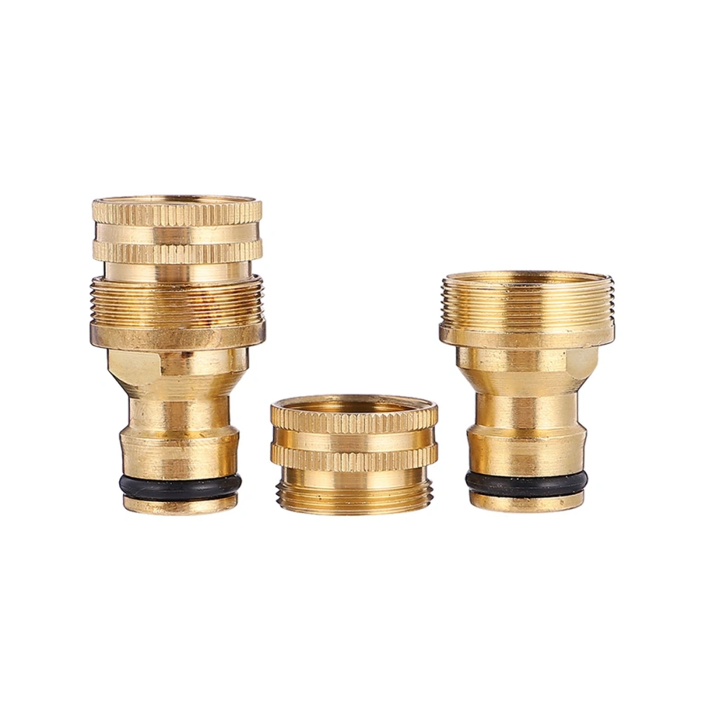 2 Sets 1/2 inch Brass Hose Connector Adapter Water Pipe Joints Faucet Connector Washing Machine Car Washing Hose Connect Fittings for Garden Garage (Golden)