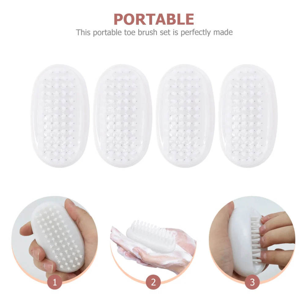 4Pcs Cleaning Nail Brushes Portable Manicure Brushes Multi-Functional Toe Brushes Scrub Nail Brushes