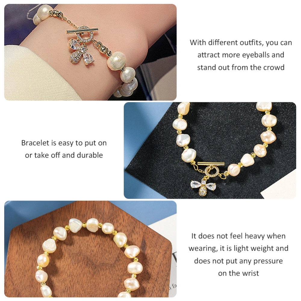 Imitation Pearl Craft Bracelet Pearl Bee Decor Design Bracelet Pearl Chain Bracelet