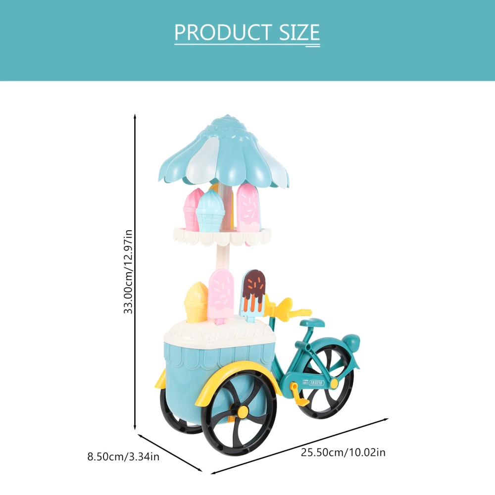 Simulation Ice Cream Cart Educational Plaything Pretend Toy for Kids (Blue)