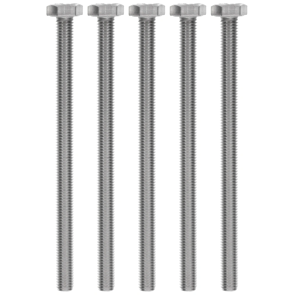 5pcs Hex Head Bolt Fully Threaded Hex Bolts Flat Head Bolt 304 Stainless Steel Furniture Bolts