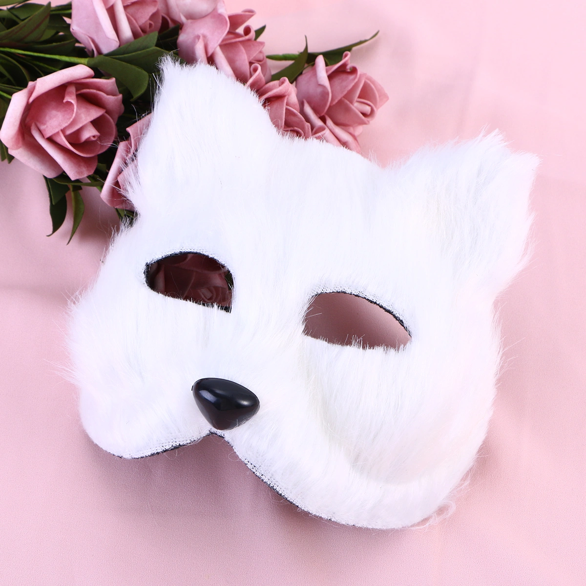 Fancy Dress Mask Half Face Animal Mask Cosplay Costume Accessory for Halloween Carnival Masquerade (White)