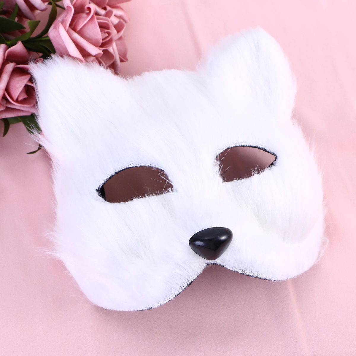 Fancy Dress Mask Half Face Animal Mask Cosplay Costume Accessory for Halloween Carnival Masquerade (White)