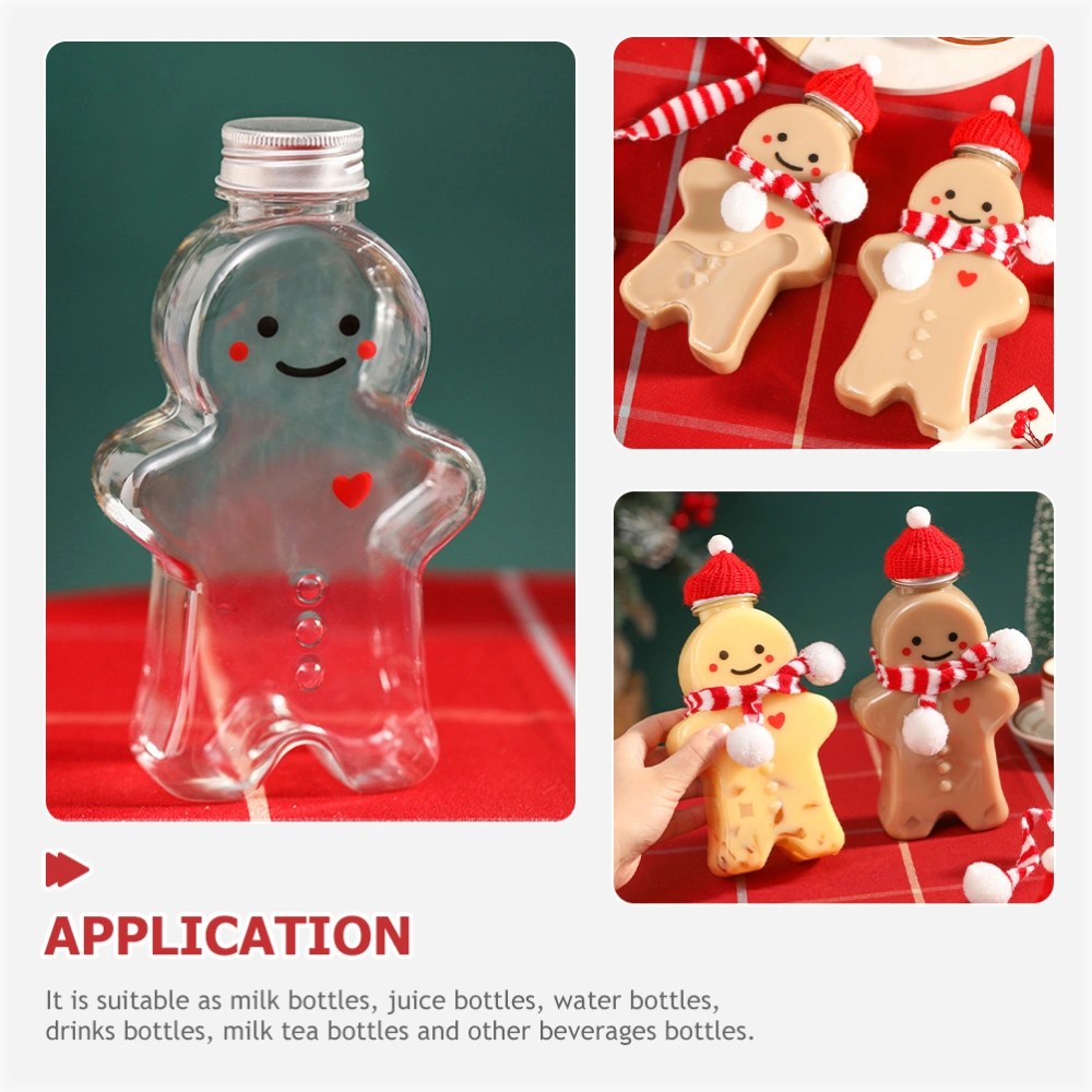 3pcs  Juice Bottles Beverage Bottles Gingerbread Man Drink Bottles Milky Tea Container