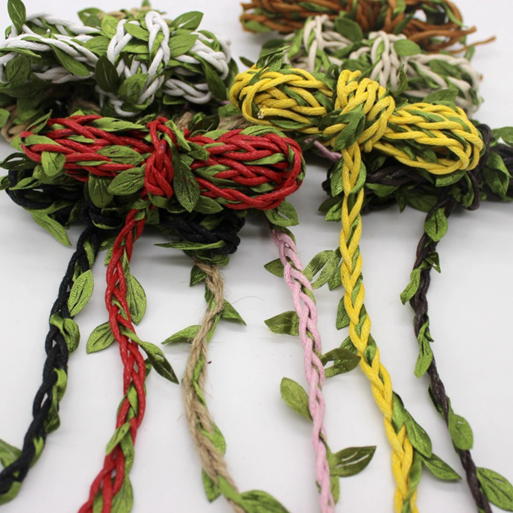 10m Artificial Leaf Ribbon Wrapping String Garland Burlap Rope for DIY Crafting Home Party Decoration Red