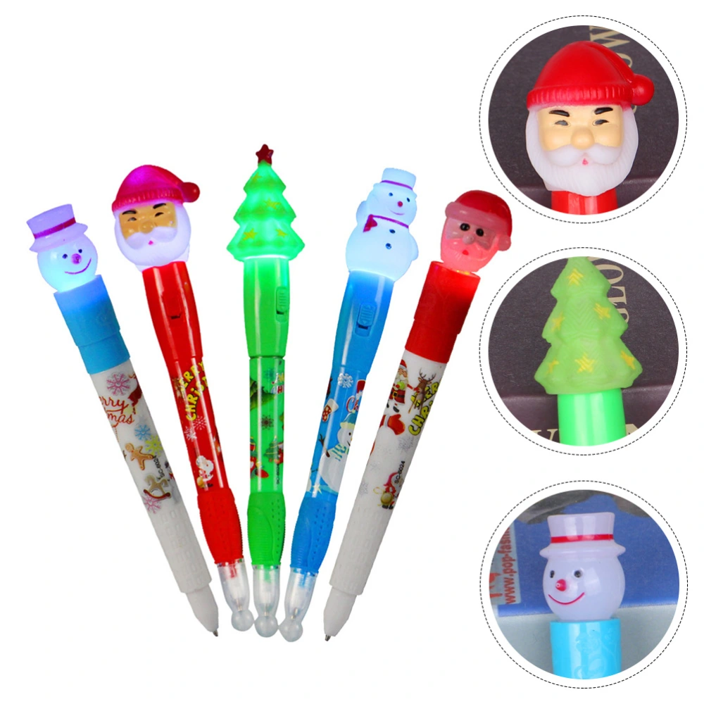 5Pcs Christmas Themed Ballpoint Pens Students Writing Stationery (Random Style)