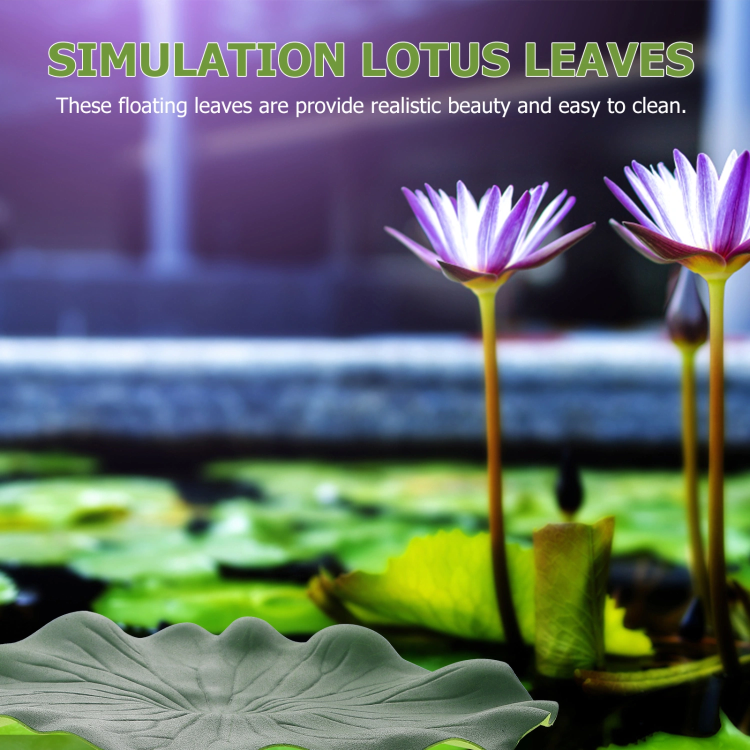 6 Pcs PU Simulation Lotus Leaves Artificial Floating Lotus Leaves Fish Tank Pond Decoration Artificial Foliage (28cm, Green)