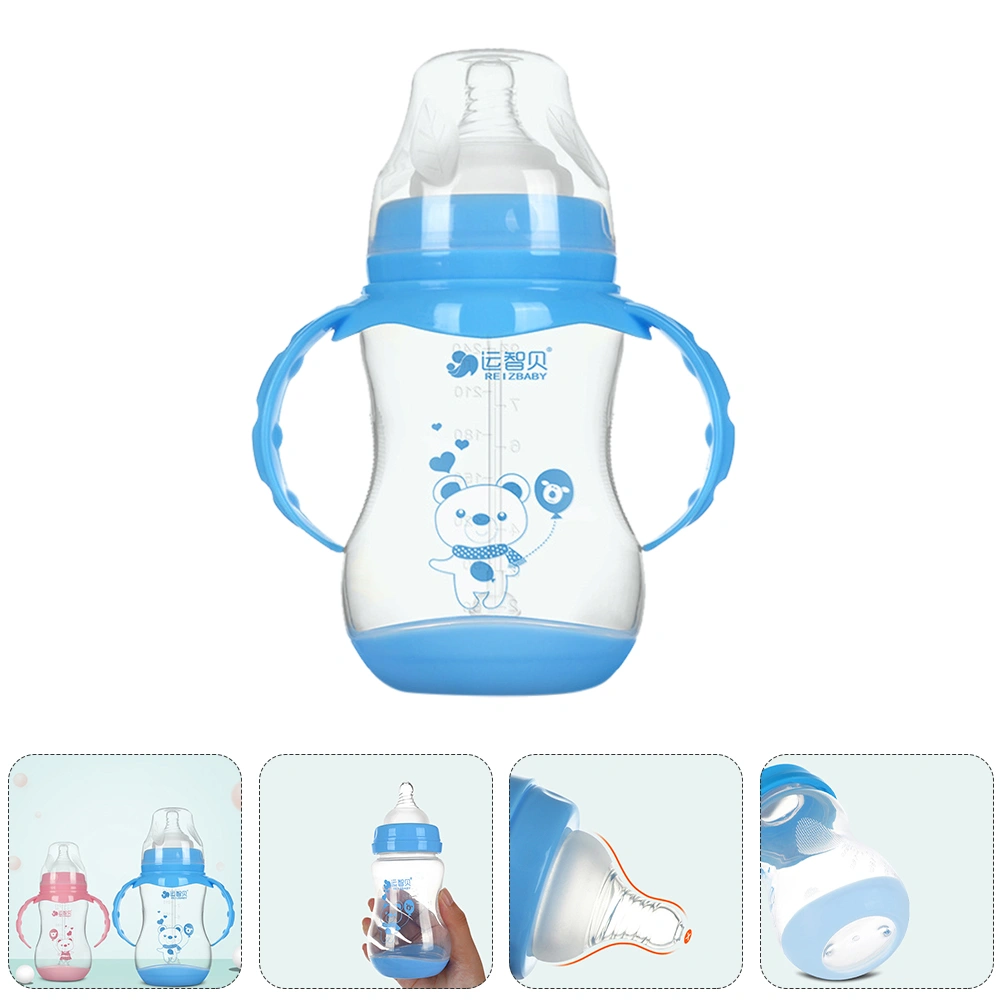 1pc Wide Caliber Baby Feeding Milk Bottle with Handle Water Drinking Cup 240ml