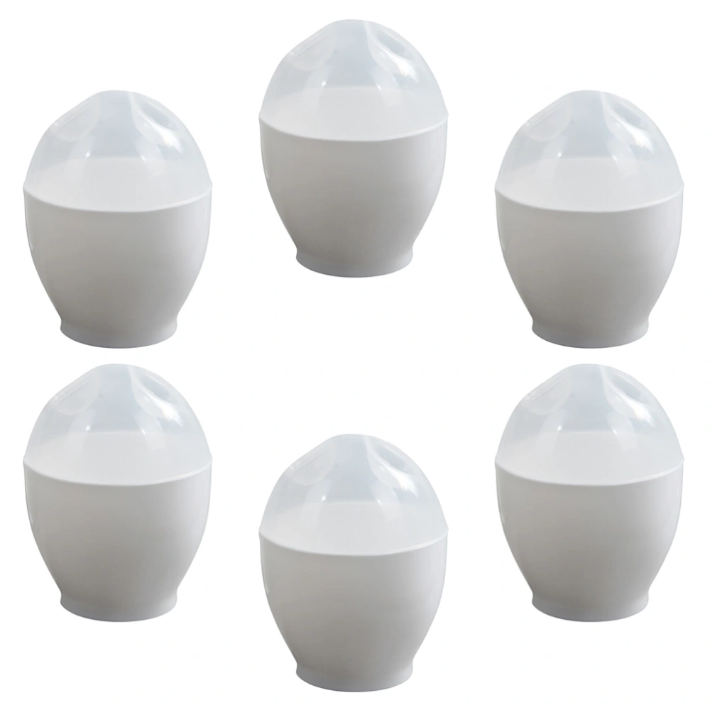 6pcs Microwave Steamed Egg Cup Mini Egg Cooker Portable Egg Poacher for Home Kitchen (White)