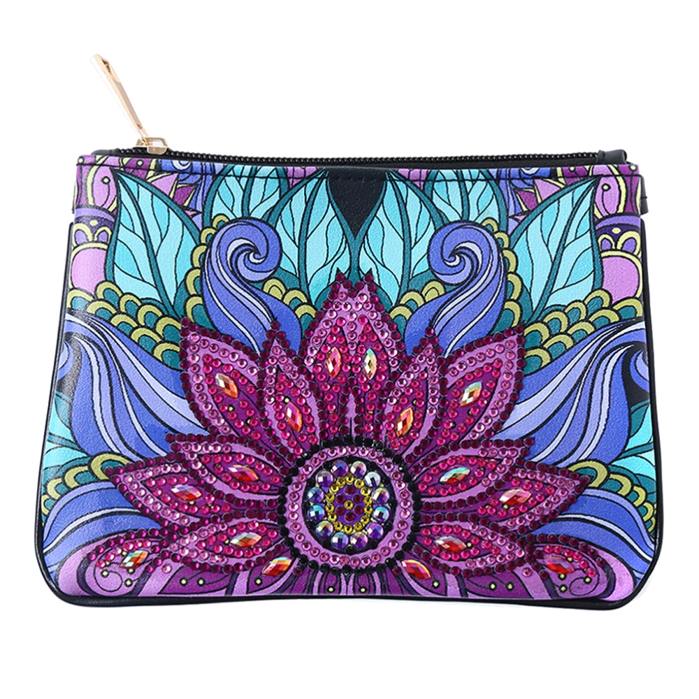 Persian Flower Pattern DIY Rhinestone Painting Tote Bag Cosmetic Pouch Craft Beads Painting Handmade Coin Bag Fashion Handbag for Lady