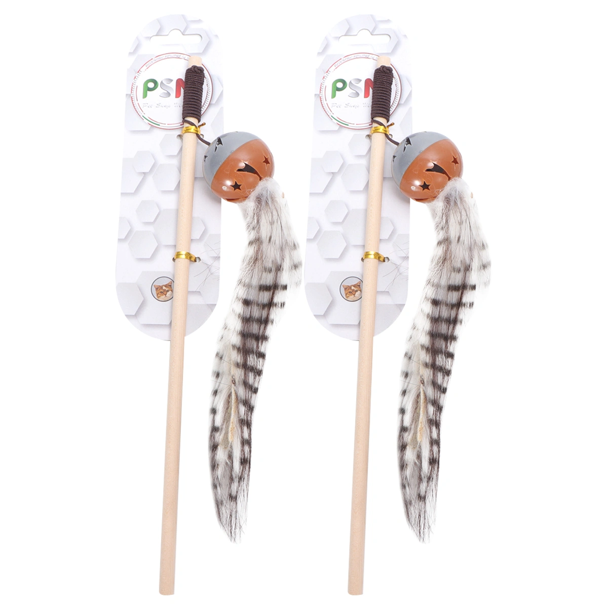 2pcs Cat Teaser Cat Flirting Toys Wooden Mouse Bell Cat Toy Cat Teaser Stick Cat Interactive Toy Cat Teasing Supplies for Friends