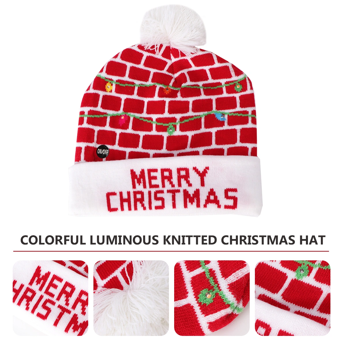 1 PC Christmas LED Light Hat Christmas Knitted Hat Warm Xmas for Adult Kids