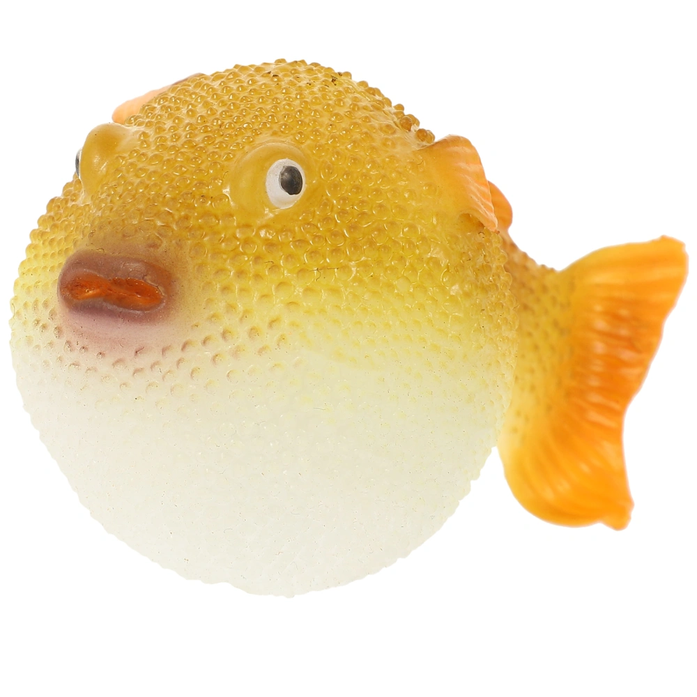 Fish Tank Decoration Luminous Plastic Small Aquarium Puffer Fluorescent Simulation Puffer(Yellow)