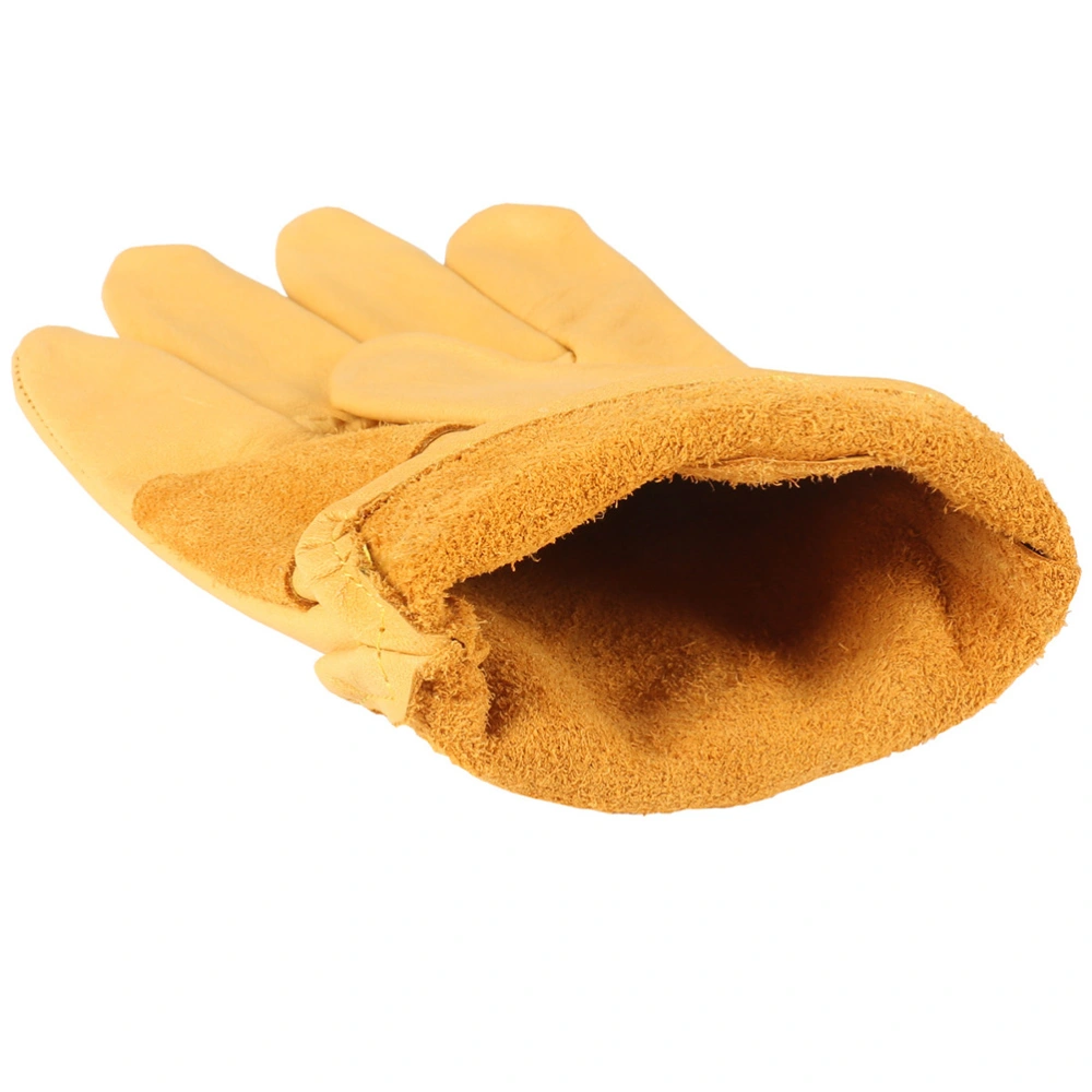 Vintage Unisex Gloves Thicken Warm Wear-resistant Anti-slid Gloves Hands Winter Protection Cover for Driving Cycling Motorcycle Camping  (Yellow, Size L)