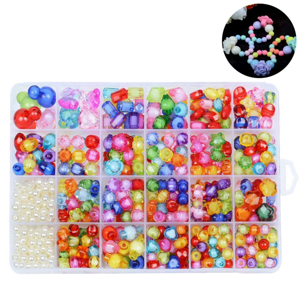 24 Lattices DIY Acrylic Beads Toys Multi Color Beads for Children DIY Jewelry Necklace Bracelet Making Crafts About 500 Pieces (Double Beads)