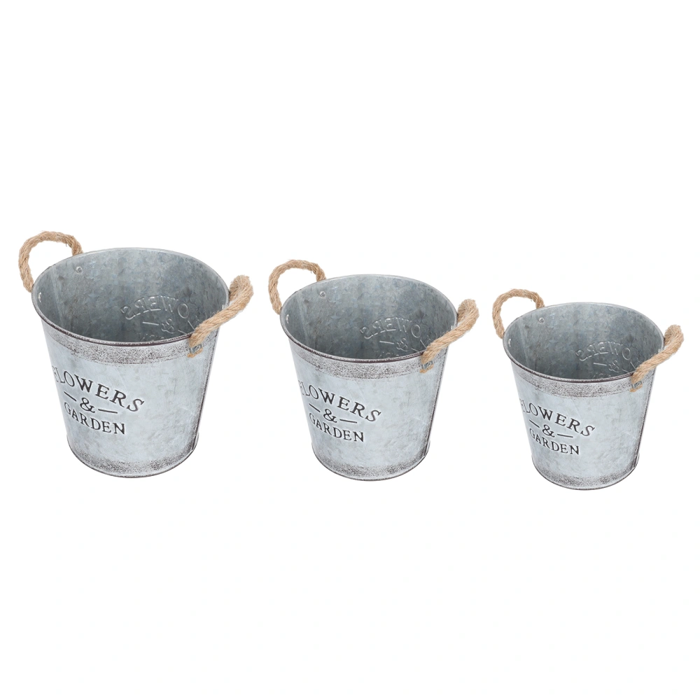 3 Pcs Gardening Flowerpot Flower Planting Pot Flower Plant Container with Handle