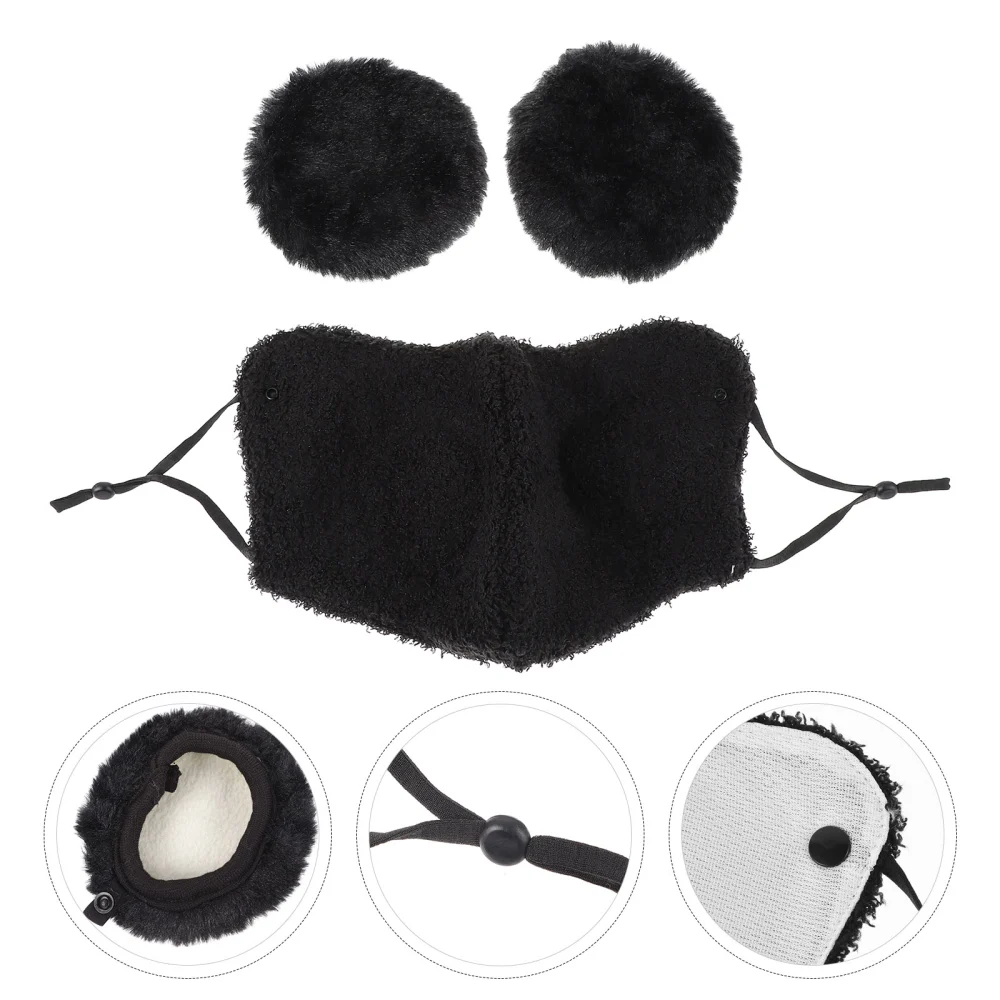 3Pcs Winter Thicken Cotton Warm Mask Ear Covers Outdoor Riding Warm Earmuffs