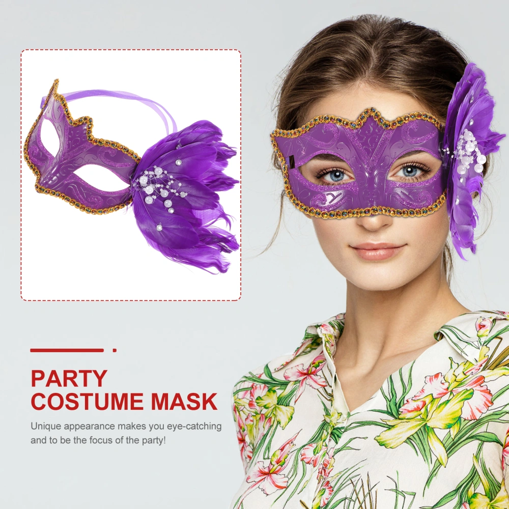 Purple  Half Face Mask Costume Prop Colorful Masquerade Party Mask for Cosply Performance Dancing Party