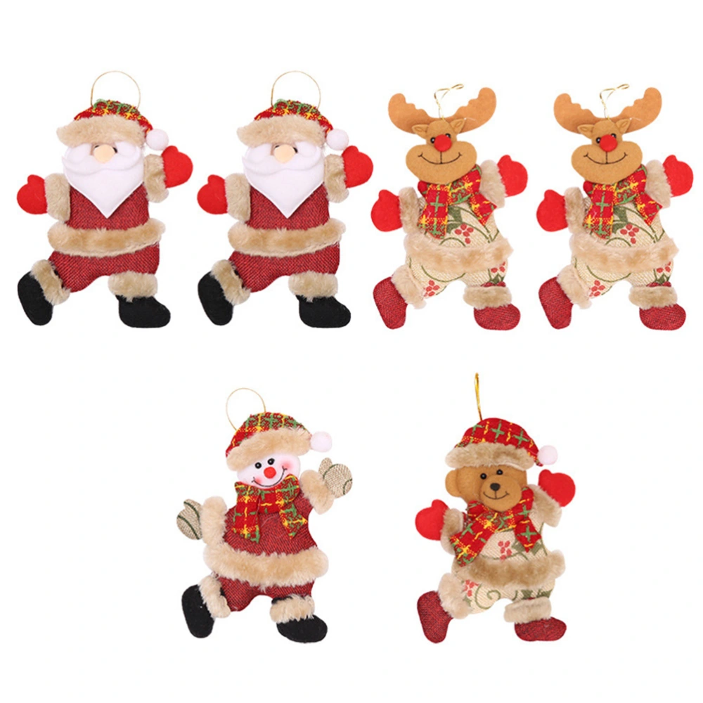 6 Pcs Christmas Embelishment Festive Dancing Doll Hanging Pendant Adorable Decoration Party Hanging Ornament for Home Shop - Santa/Snowman/Elk/Bear