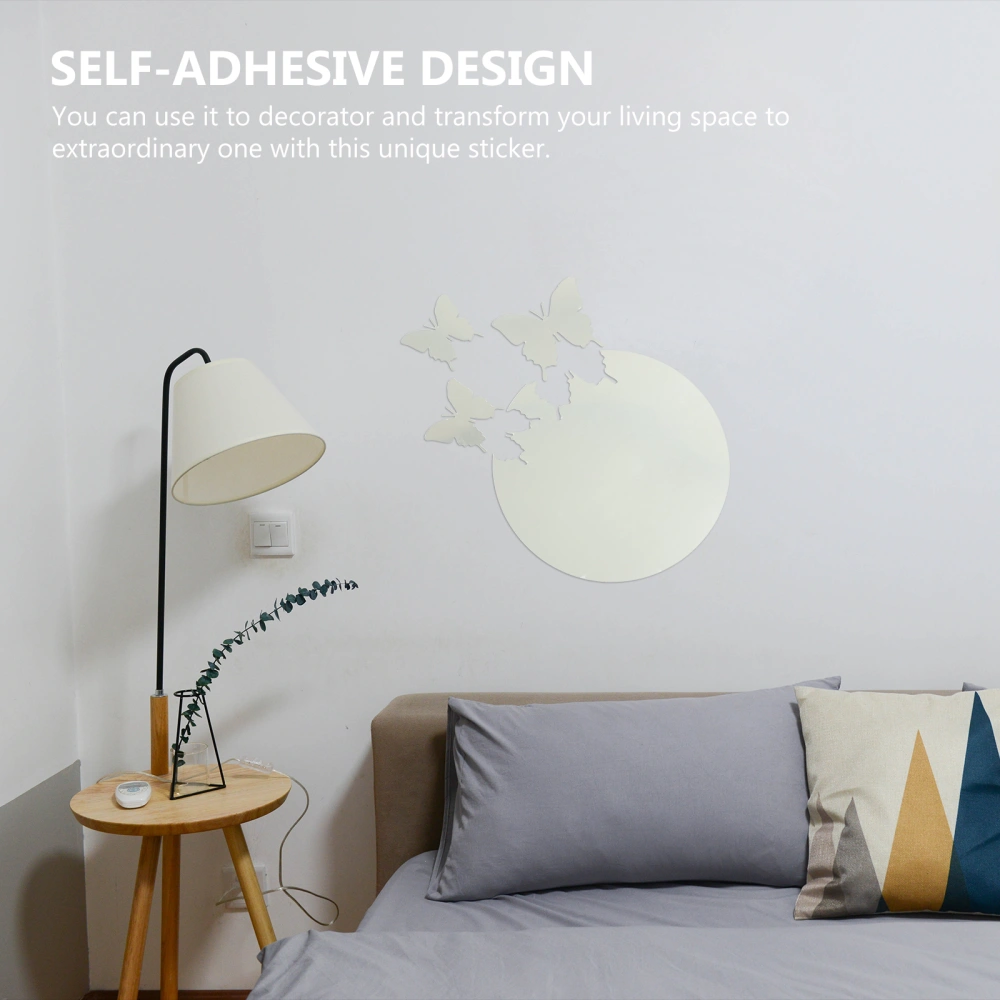 2 Sets of Decorative Mirror Design Wall Sticker Creative Acrylic Mirror Sticker for Home