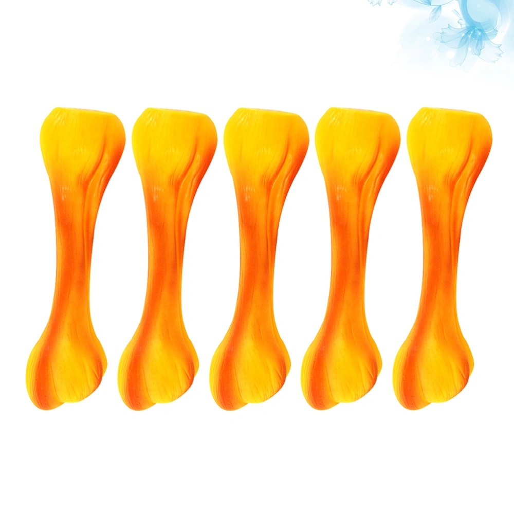 5pcs Bone Shaped Dog Squeaky Toy Funny Dog Chewing Toys Pet Toys Dog Puppy Bite Toys Pets Supplies for Home Shop (Yellow)