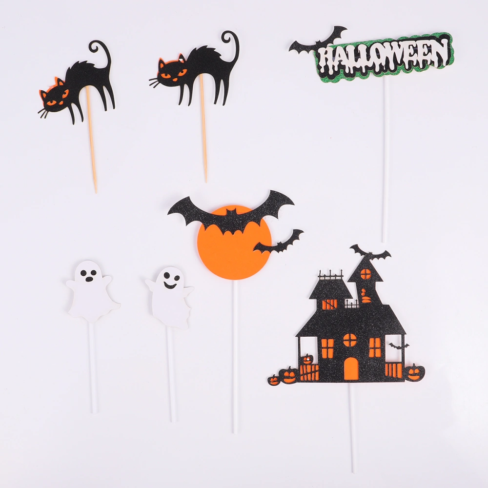 11pcs Halloween Castle Cake Toppers Paper Cake Picks Cartoon Cupcake Decor Party Supplies