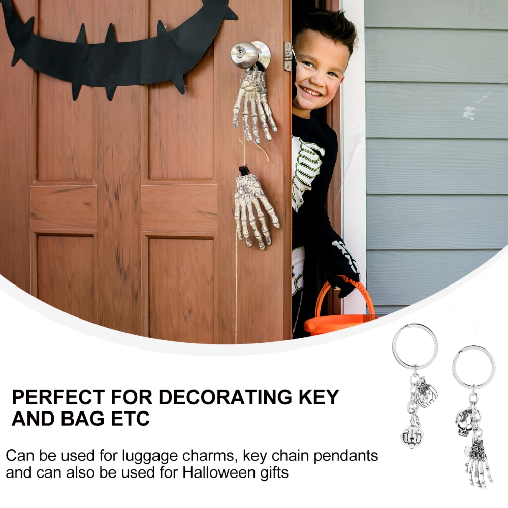 4pcs Halloween Key Chain Creative Key Ring Skull Wizard Hanging Ornament