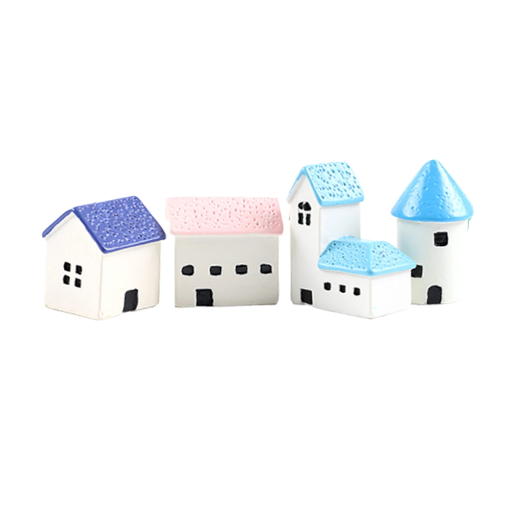 4pcs House Ornaments Moss Microlandschaft Cake Baking Ornaments Small Scenery Ornaments for Home Store (Colorful, Castle, Church, Pink House, Chimney House)