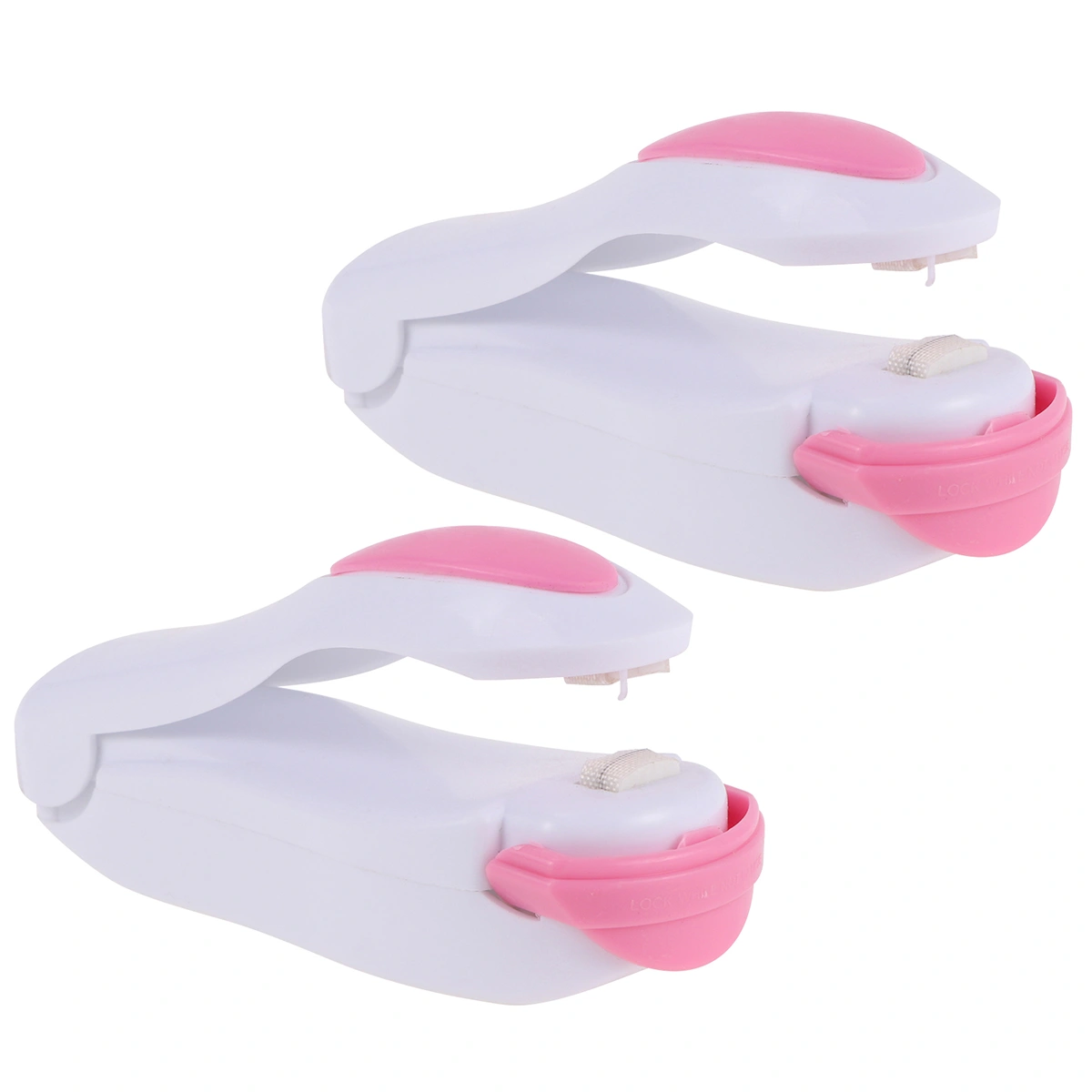 2pcs Home Sealing Machine Portable Plastic Bag Sealer Mini Bag Sealing Machine Without Battery (White Pink)