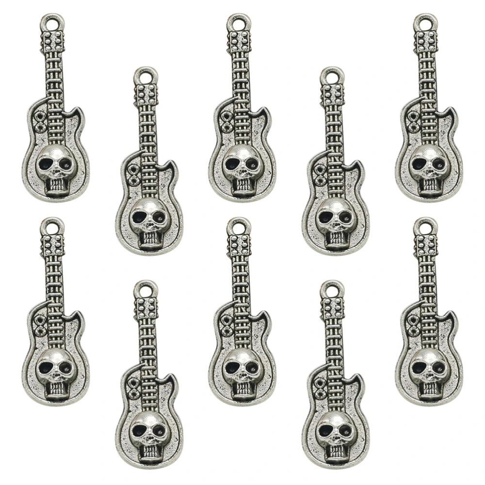 20pcs Alloy Skull Guitar Pendants Charms DIY Jewelry Making Accessory for Necklace Bracelet (Antique Silver)