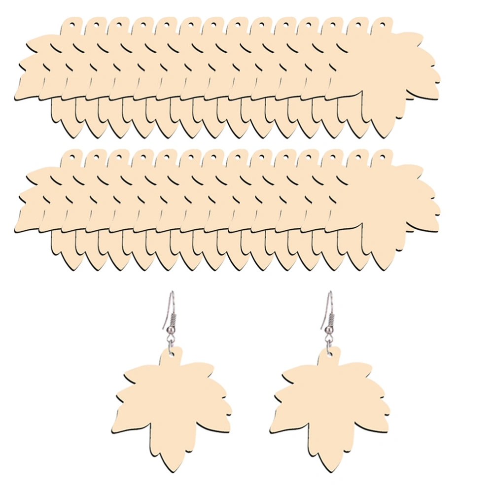 50pcs Wooden Earrings Wooden Eardrop Ear Accessories Casual Jewelry Party Ear Ornament for Women Girls (Beige)