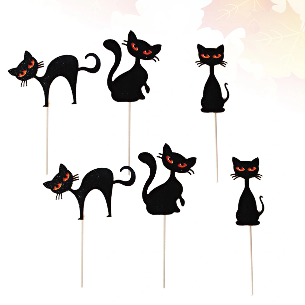 12pcs Halloween Theme Cake Toppers Pattern Cake Picks Cupcake Decor Cake Decoration Party Supplies (Assorted Color)