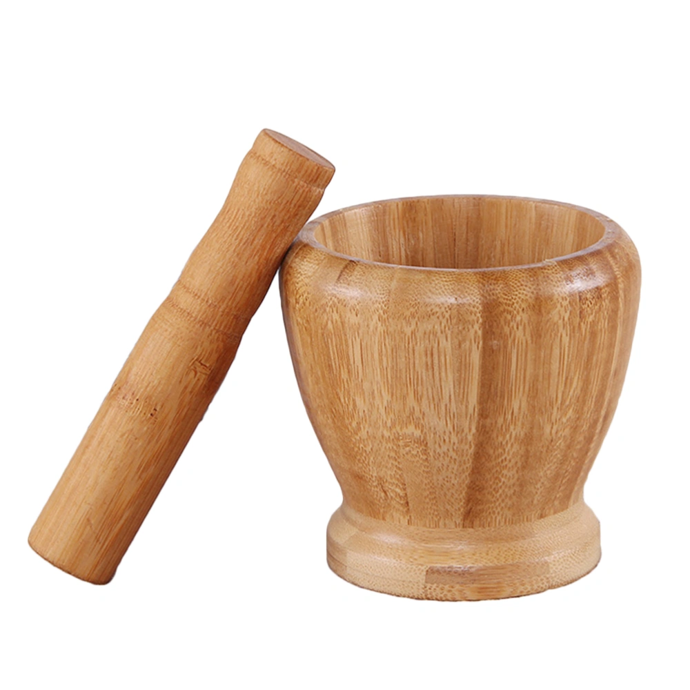 2pcs Useful Kitchen Household Garlic Pugging Pot Pedestal Bowl Mortar and Pestle Set for Home Restaurant (M Size)