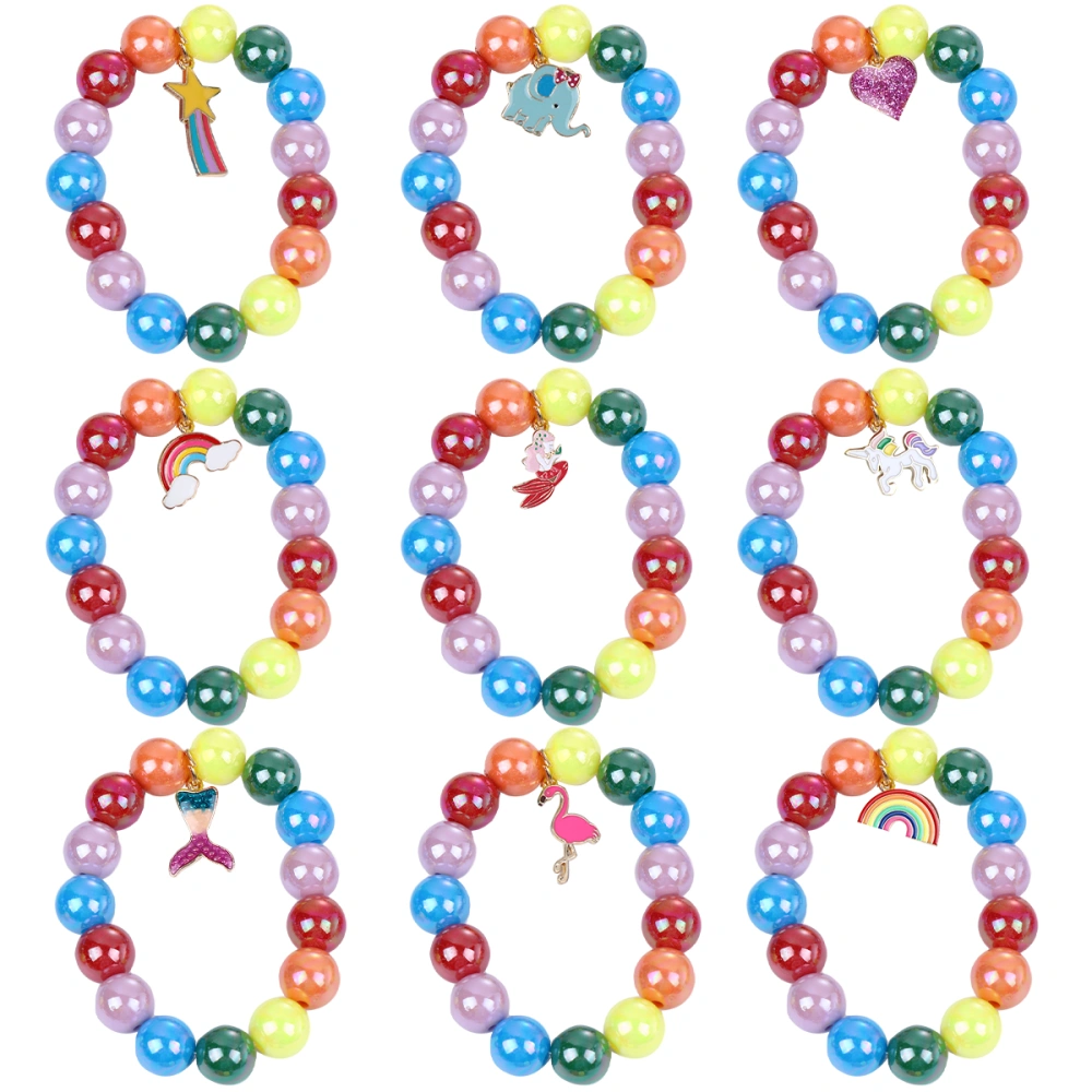 9Pcs Rainbow Beaded Children's Bracelet Pendant Children's Bracelet