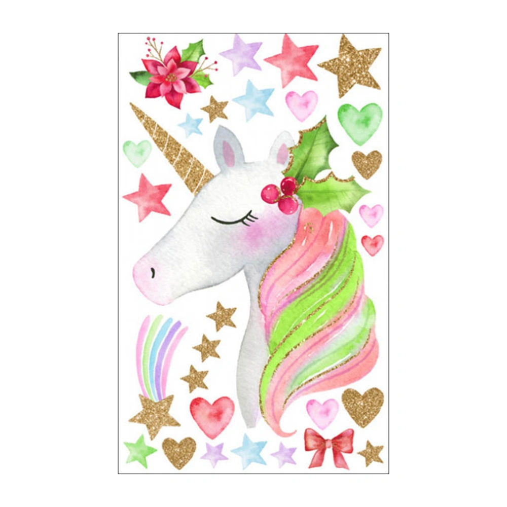 1 Pc Creative Rainbow Unicorn Wall Sticker Decorative Wall Decals Cartoon Wall Paste for Home Nursery Kindergarten