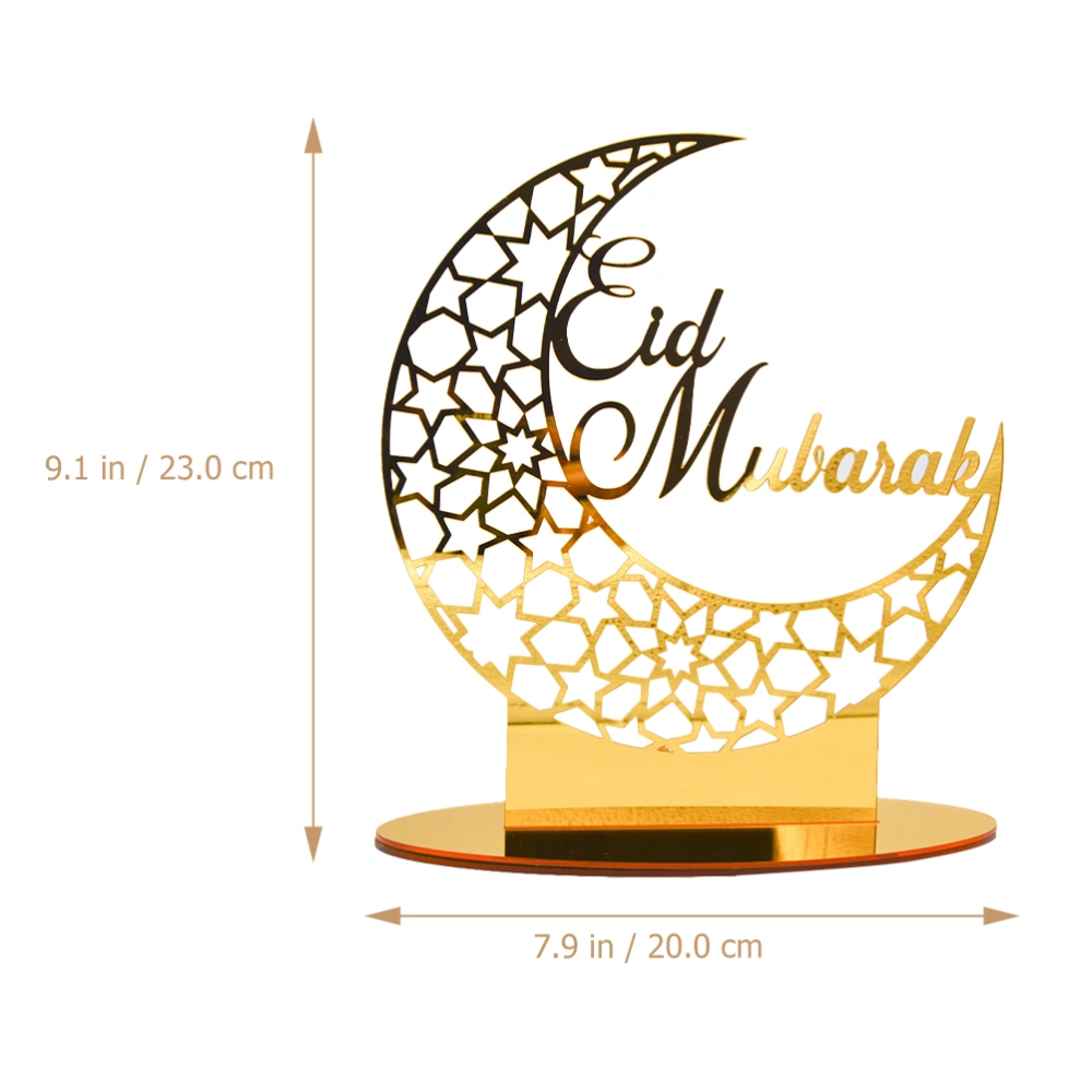 Eid Mubarak Acrylic Moon Ornament Ramadan Decoration Desktop Moon Adornment