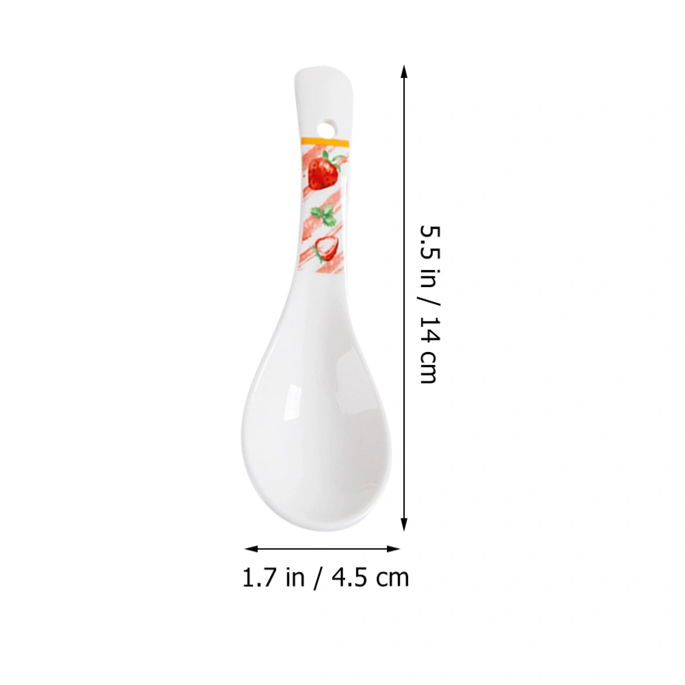 4 Pcs Ceramic Spoon Fruit Pattern Spoon Creative Soup Spoon Porridge Spoons