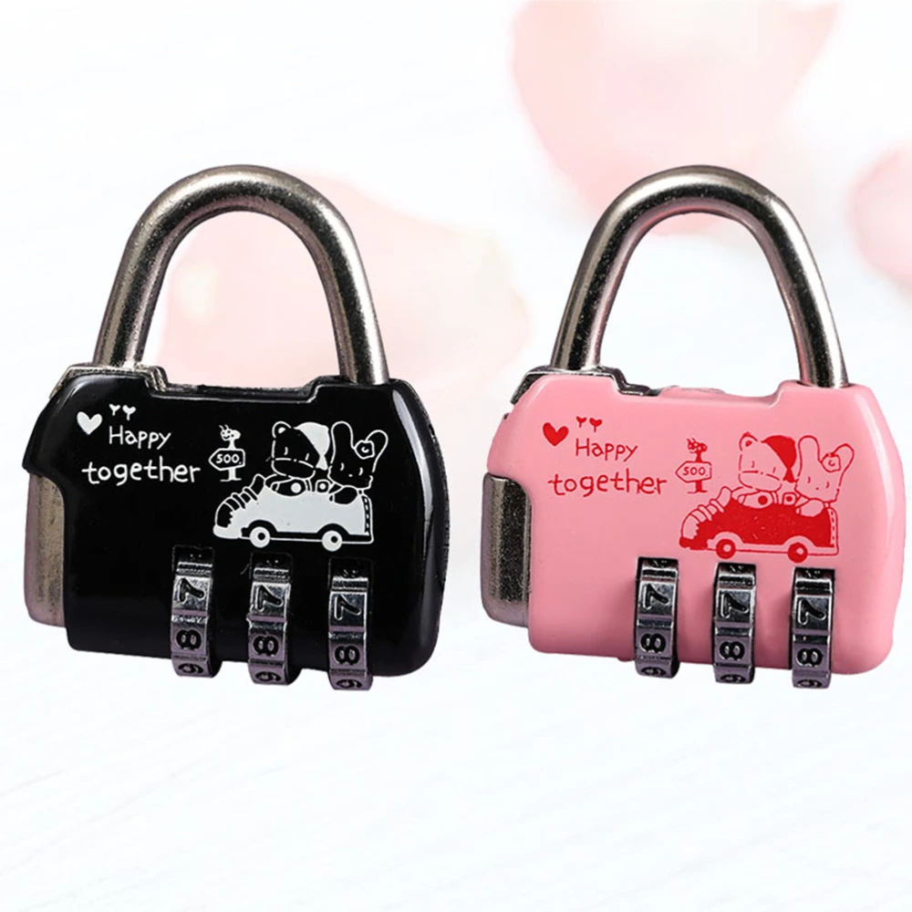 2PCS Happy Together Zinc Alloy Luggage Locks Secure Password 3 Dial Combination Code Lock Tools for Home Cabinet Drawer Outdoor (Black, Red)