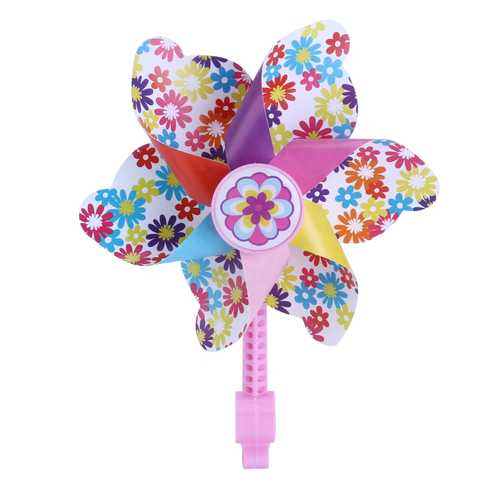 Children Bike Handlebar Flower Pinwheel Windmill Decoration for Kid's Scooter (Pink Long Pole)