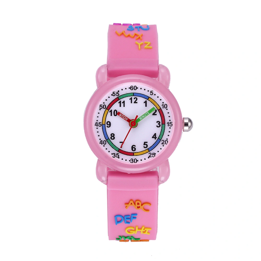 1Pc Cartoon Watch 3D Wristwatch Waterproof Quartz Watch Lovely Gift Watch Fashionable Printed Wristwatch Unisex Wrist Watch for Girl Boys Wearing (Pink)