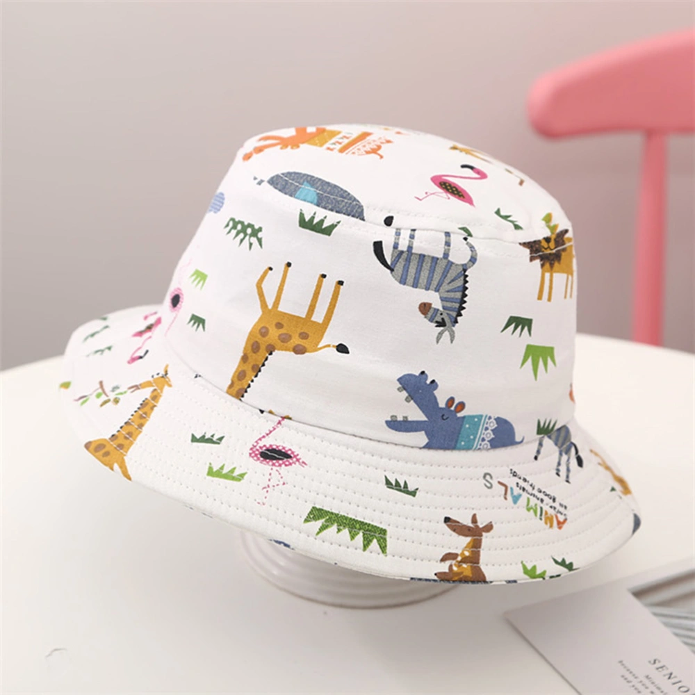 1PC Cartoon Sunhat Fisherman Hat Outdoor Bucket Hat Sun Protection Practical Fish Hat for Kids (White Animal)