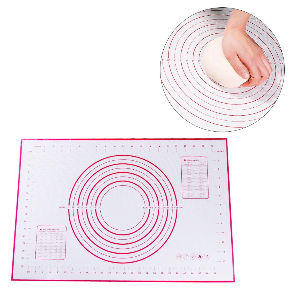 Pastry Mat 40 * 60 cm Silicone Baking Mat with Measurements Non Stick Non Pastry Rolling Mat (Red)