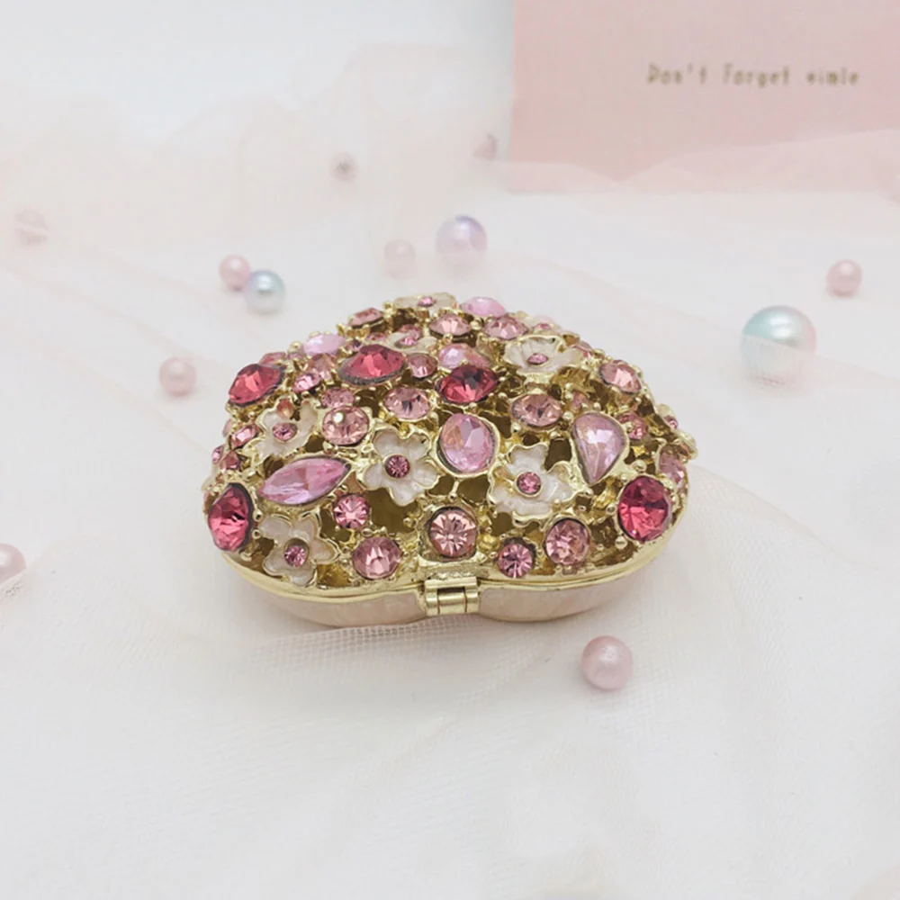 Flower Heart Box Alloy Jewelry Box Gift Case Earring Display Box Gift Container