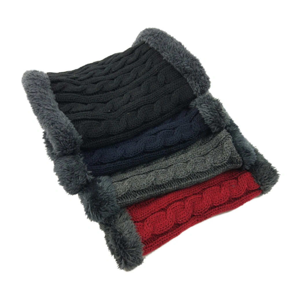 4pcs Thick Fleece Neck Warmer Woolen Yarn Scarf Knitted Circle Neck Collar for Autumn Winter