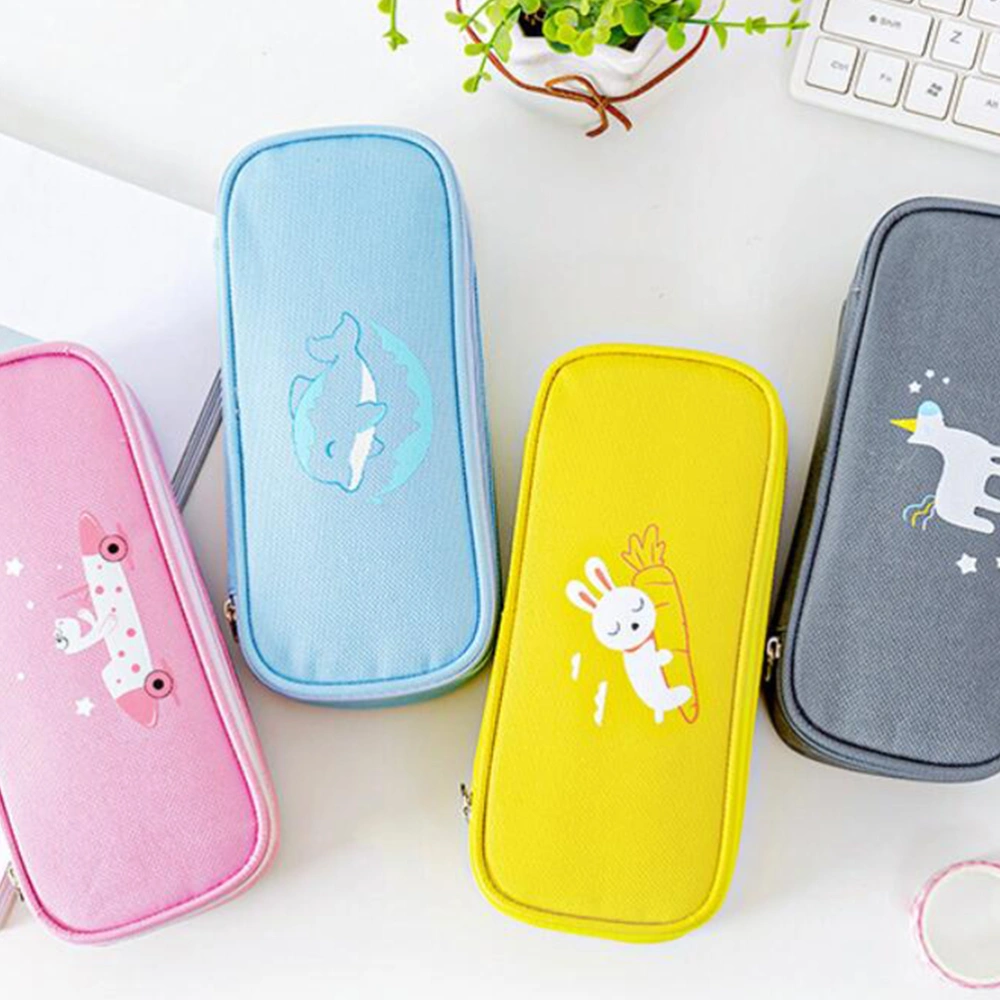 2pcs Oxford Fabric Lovely Pencil Case Cartoon Animal Large Capacity Pen Storage Bag Stationery Pouch (Unicorn)