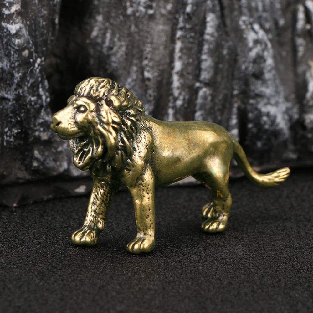 Vintage Brass Lion Figurine Brass Lion Ornament Lifelike Lion Statue Office Decor