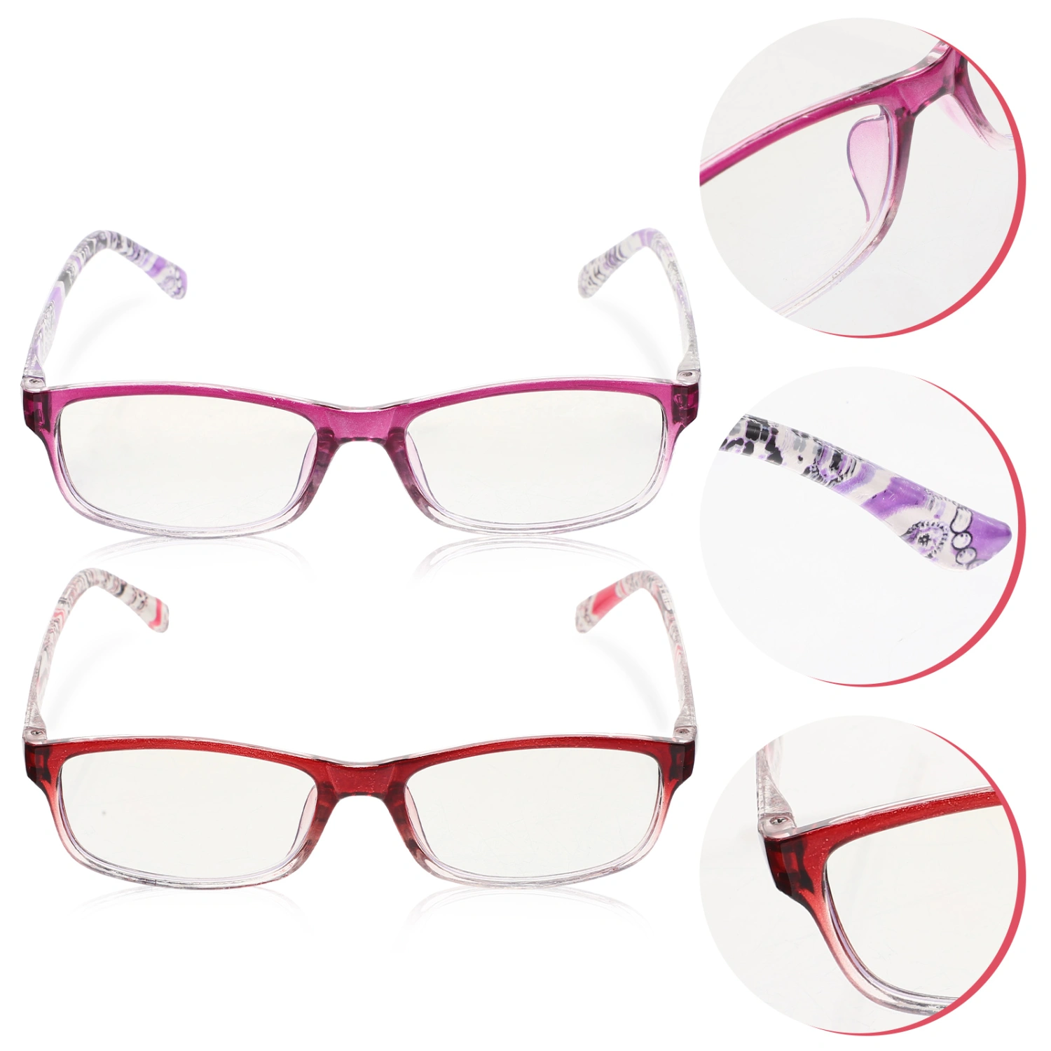 2pcs Professional Reading Glasses Convenient Magnifying Eyeglasses Portable Presbyopic Glasses