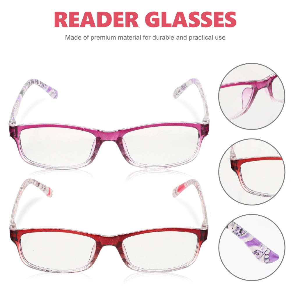 2pcs Professional Reading Glasses Convenient Magnifying Eyeglasses Portable Presbyopic Glasses