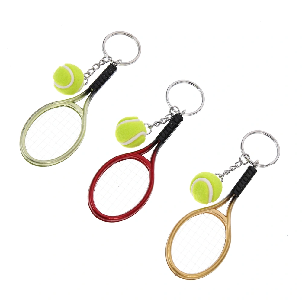 3Pcs Decorative Key Rings Portable Tennis Ornaments Multi-function Tennis Keychains