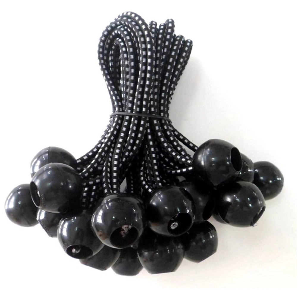 2 Sets/20pcs Durable Elastic Rope Portable Tent Fixed Rope Practical Package Rope Ball Outdoor Supplies for Hiking Camping Outdoor (Black)
